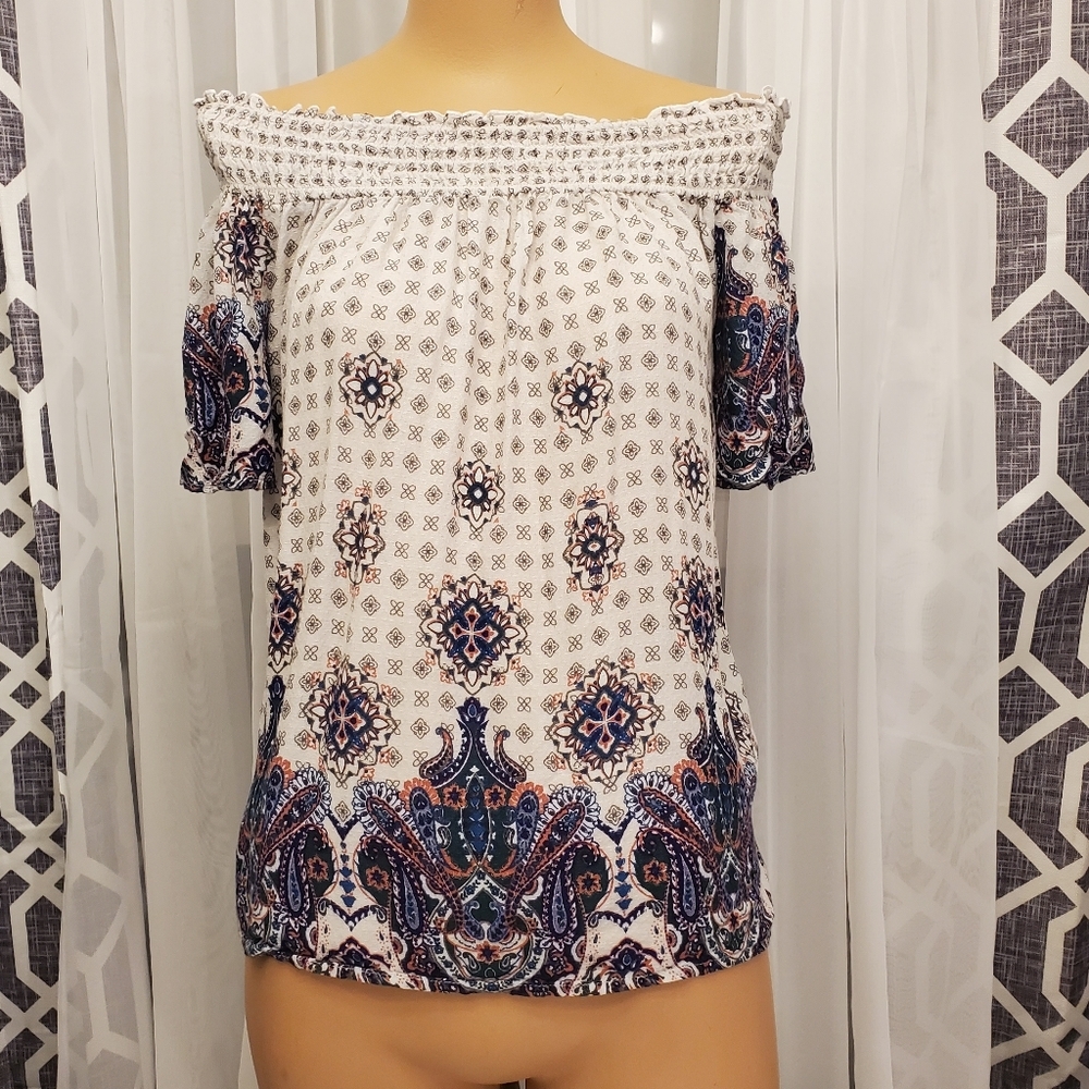 Charlotte Russe Off Shoulder Printed Top